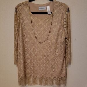 Alfred Dunner Beige and Black Label Detail